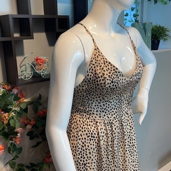 Cupshe Animal Spot Print Tie Back Vneck Lace-up Backless Maxi Slip Dress Size XL - Picture 10 of 13